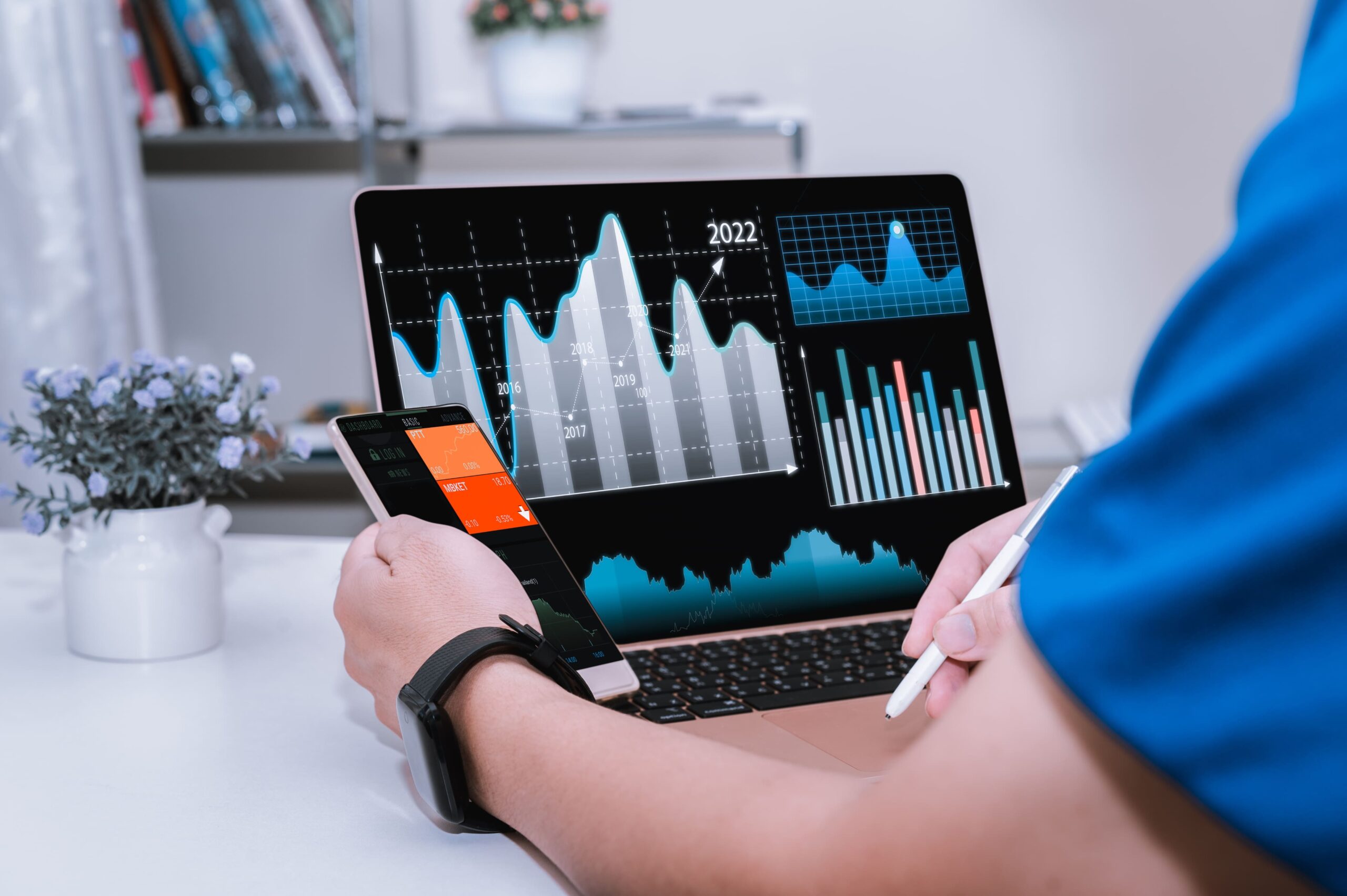 Trading chart on laptop